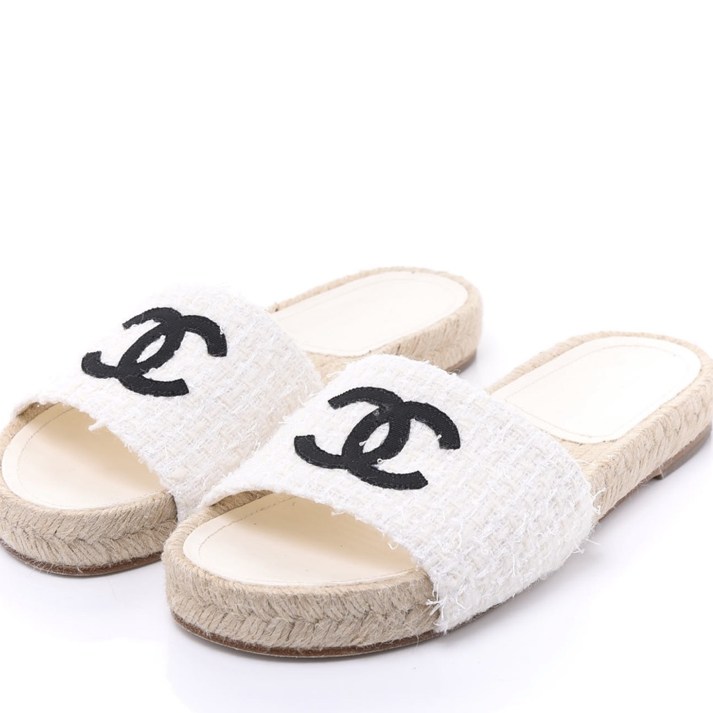 Chanel 20a Espadrille Ivory Black Size 39